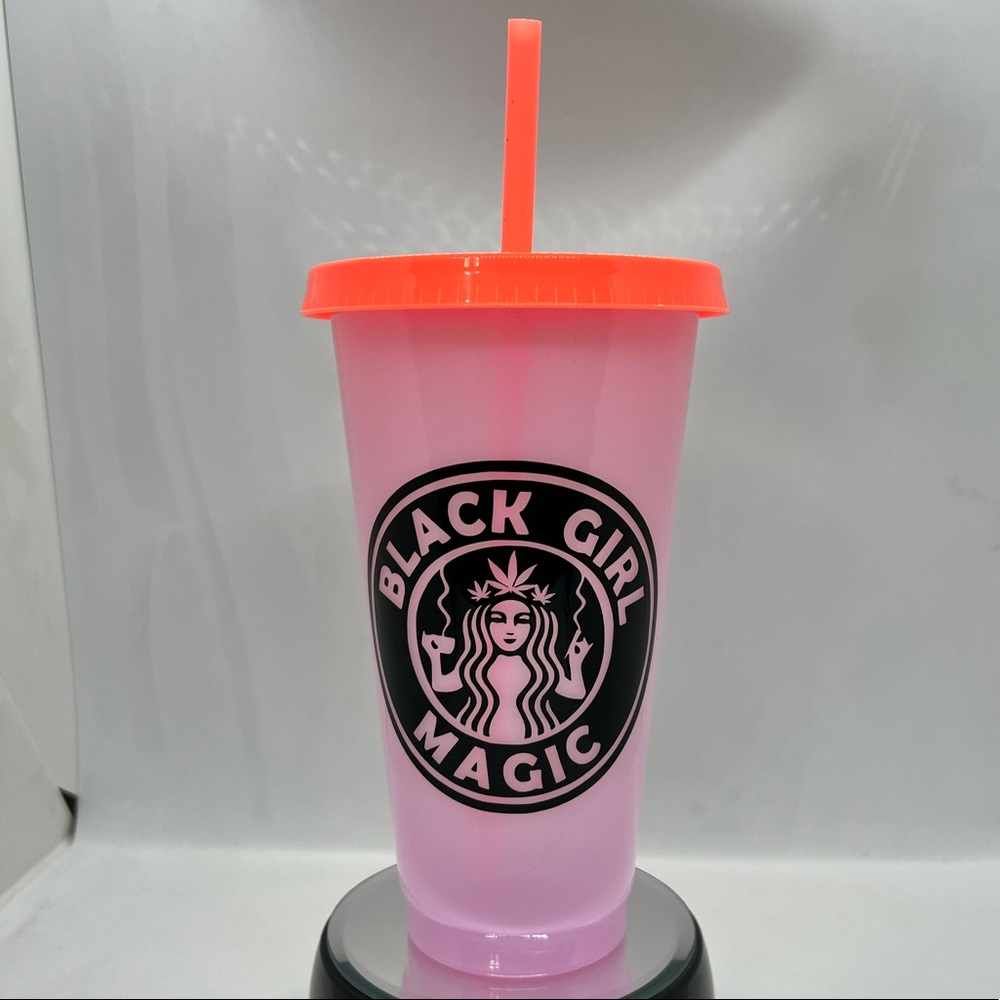 Color Changing Cold Cup 24oz 709ml BLACK GIRL MAGIC CANNABIS & COFFEE NWOT